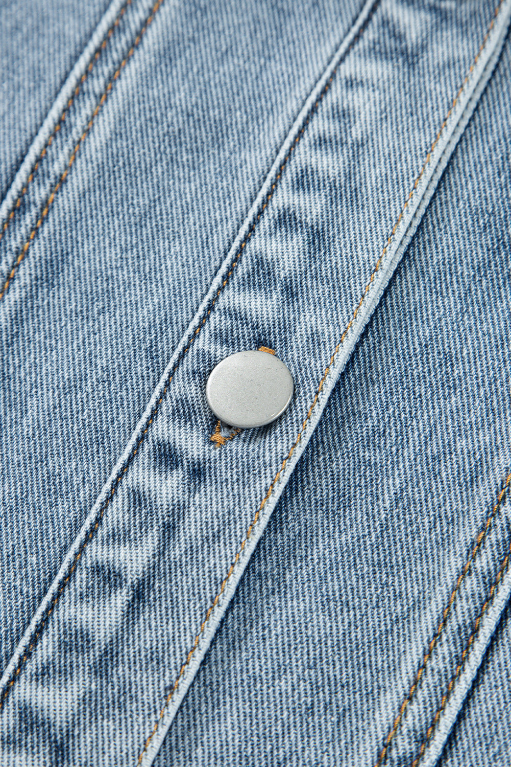 Myosotis Scallop Trim Collar Pocket Button Up Denim Jacket